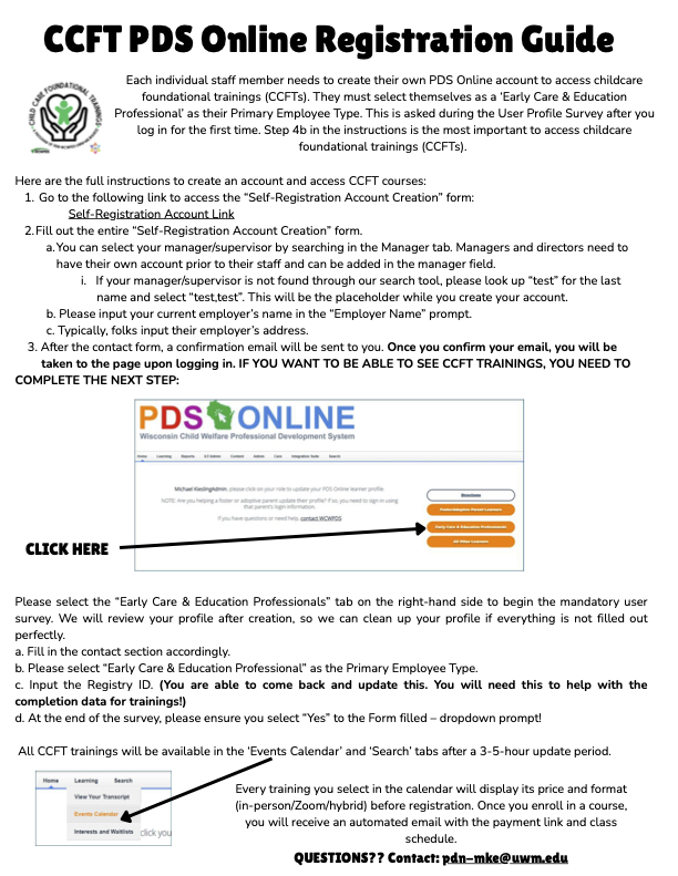 CCFT PDS Online Registration Guide